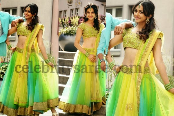Rakul Preet Singh Net Lehenga Saree Blouse Patterns