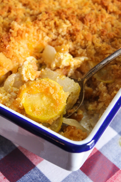 Exceptional Squash Casserole, tender yellow squash in a creamy, rich sauce, topped with buttery crackers.  A must for holidays, bring it to a potluck and sit back and smile hearing all the yummy comments.  