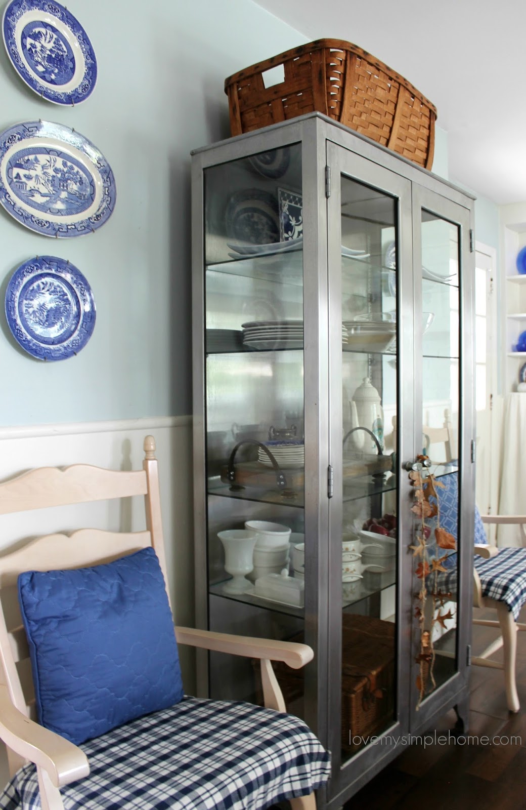Adding A Touch Of Fall In The Stainless Steel Glass Cabinet Love
