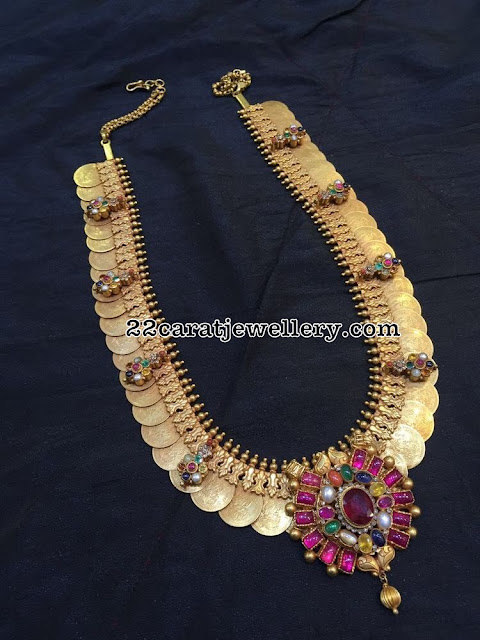 Kasu Mala with Navaratan Stones