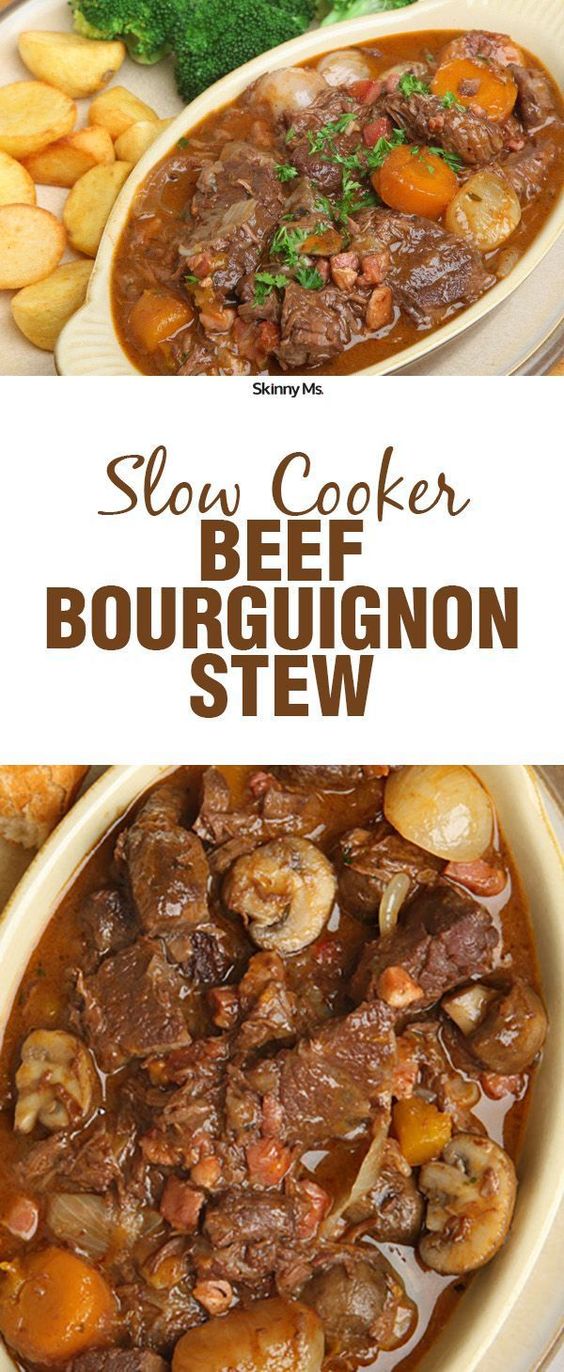 Slow Cooker Beef Bourguignon Stew Recipe