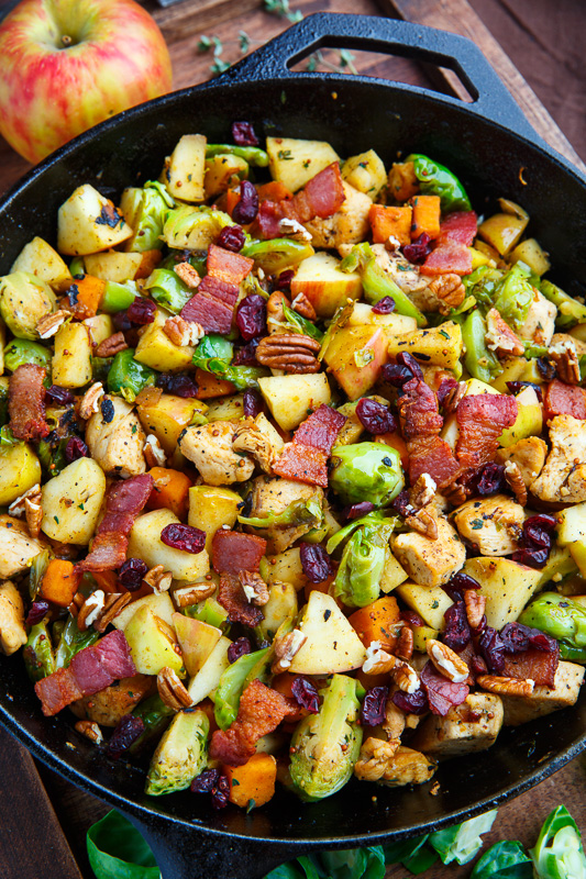 Harvest Skillet Chicken with Apples, Brussels Sprouts and Sweet Potatoes Harvest Skillet Chicken with Apples, Brussels Sprouts and Sweet Potatoes