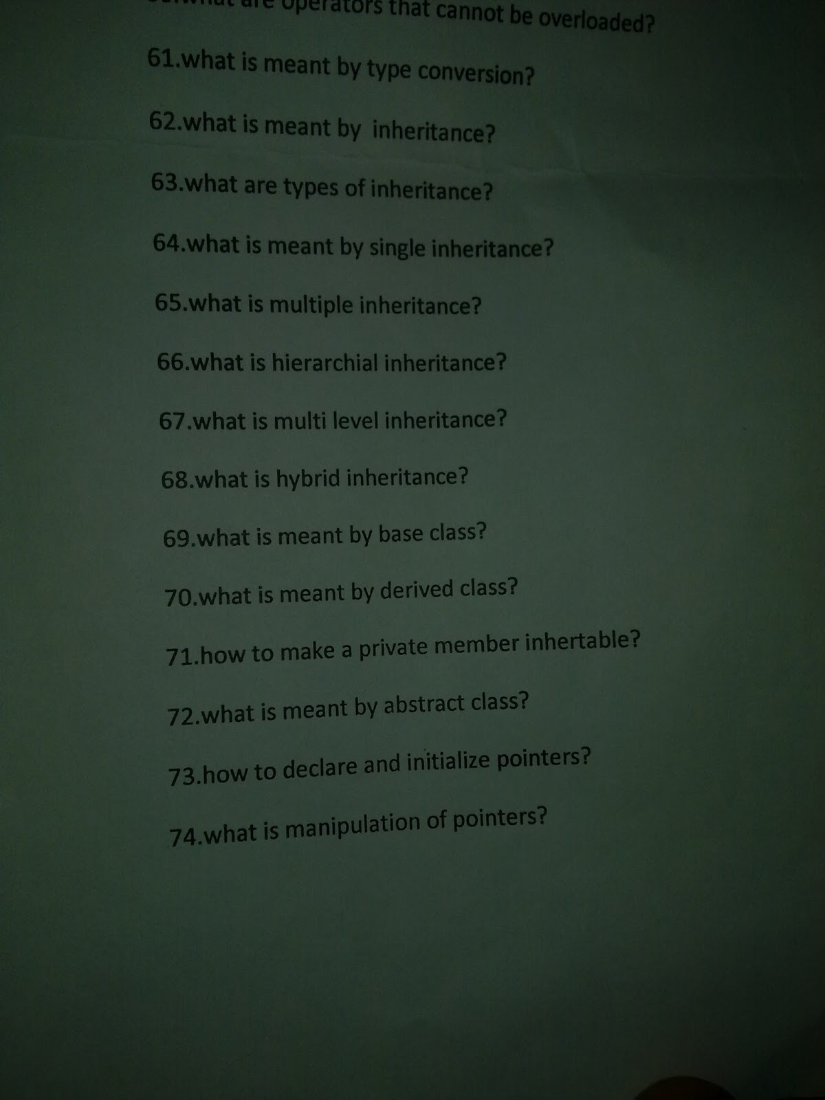 Programming in C++ 2 marks