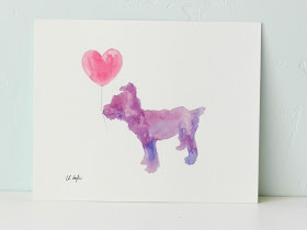 Original Watercolor Purple Dog with Heart Painting by Elise Engh: Grow Creative