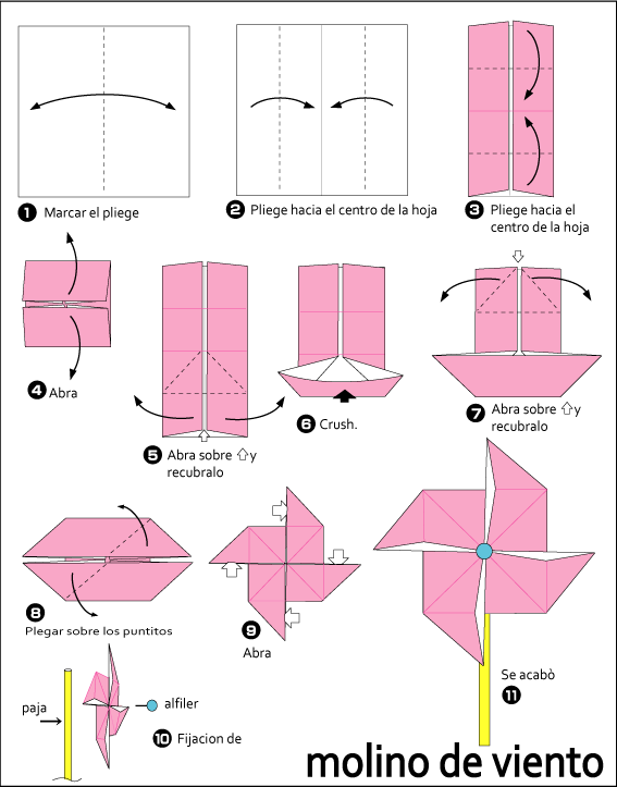Manualidades a Mano Molino de Viento Origami