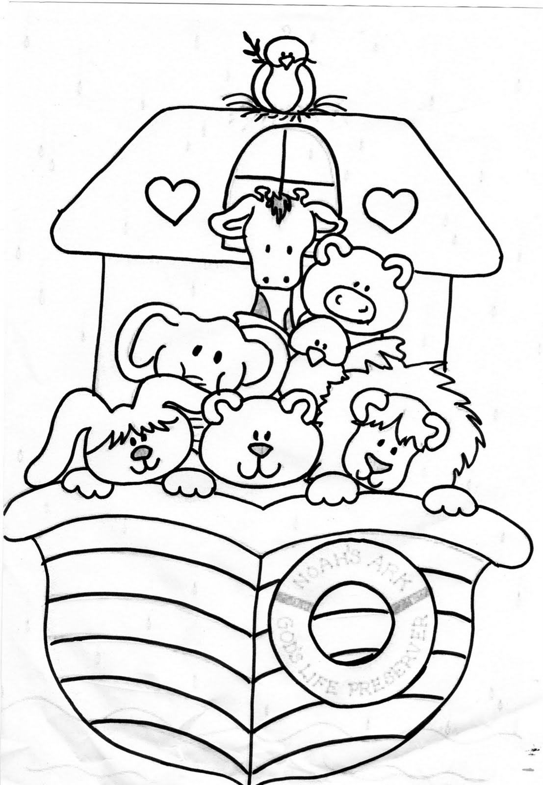El Arca De Noe Con Animales Para Colorear Dibujos Cristianos Para ...