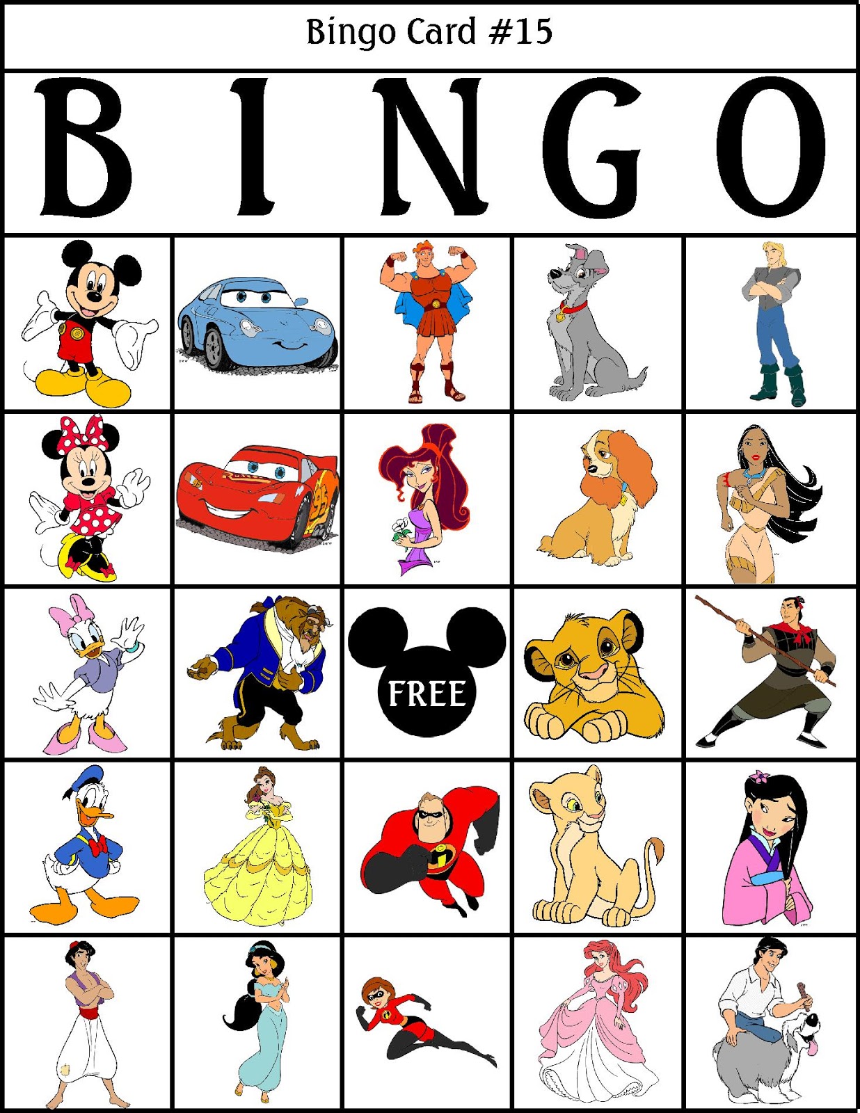 Disney Bingo Cards Free Printable Printable Word Searches
