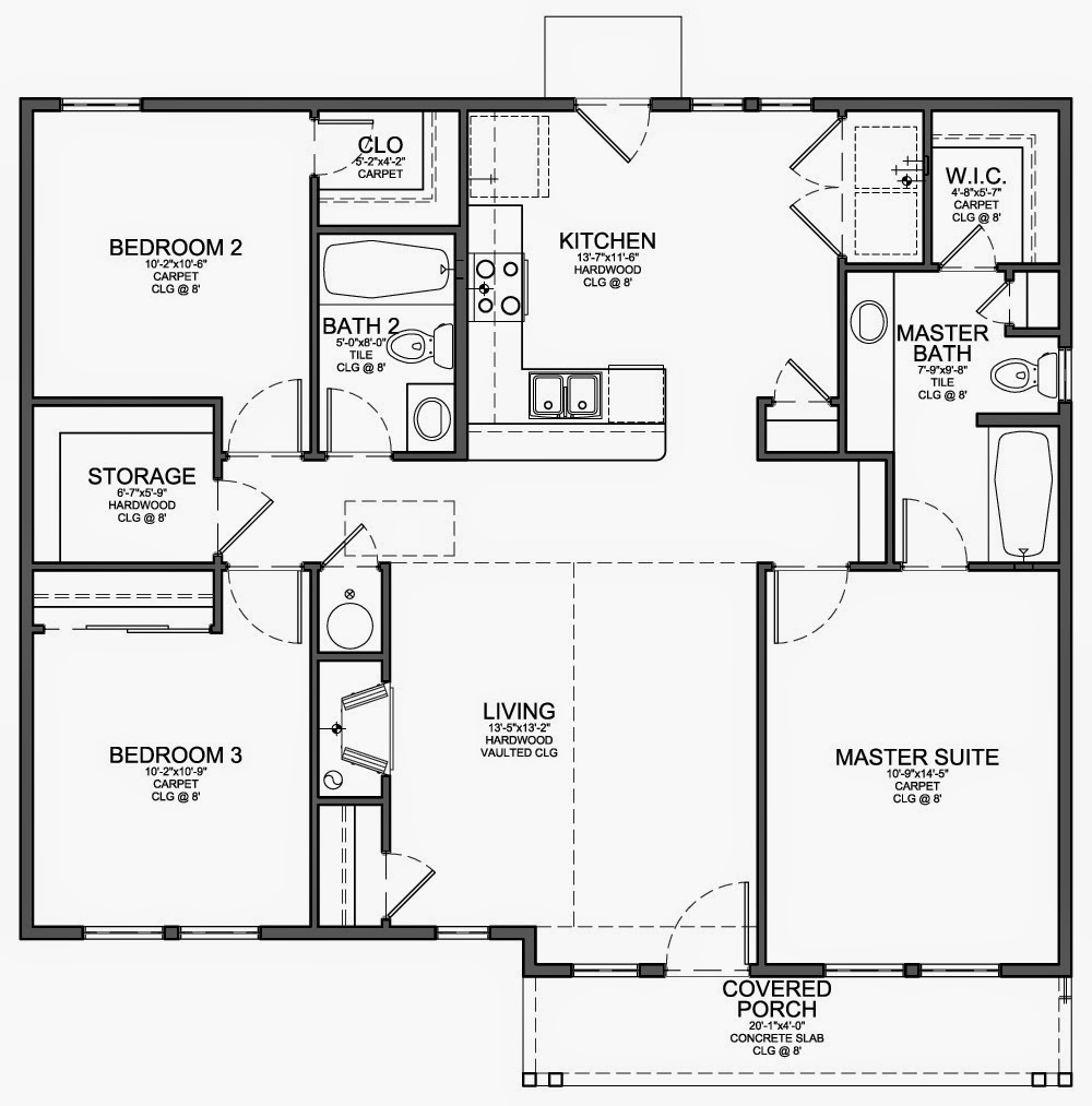 Minimalist House Design and Drawing of Standard Floor