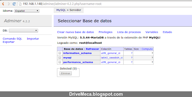 DriveMeca instalando Adminer en un Linux Centos 7 paso a paso