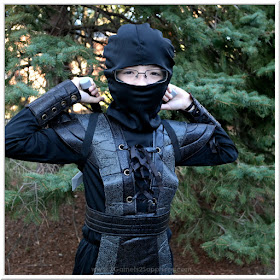 Ninja Fighter Leather Boys Halloween Costume  |  3 Garnets & 2 Sapphires