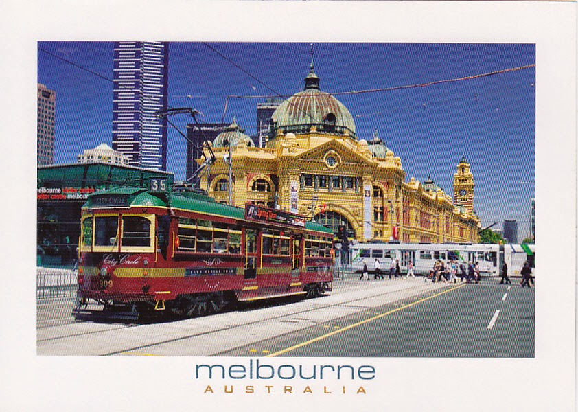 Postcard A La Carte Australia Victoria Melbourne Street Trams