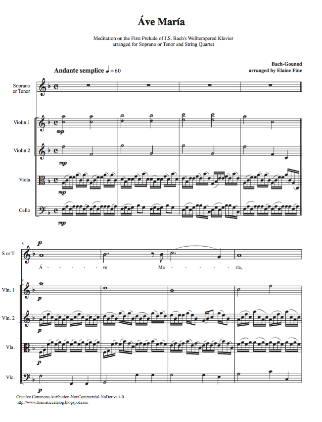 Elaine Fine's Thematic Catalog Transcription BachGounod Ave Maria