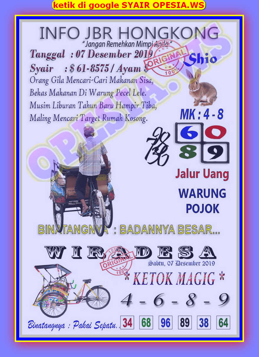 Info Jbr Hongkong 7 Desember 2019