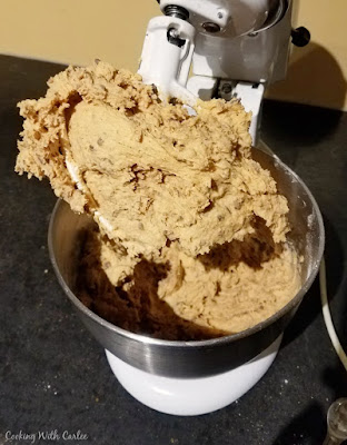 cookie dough on mixer paddle