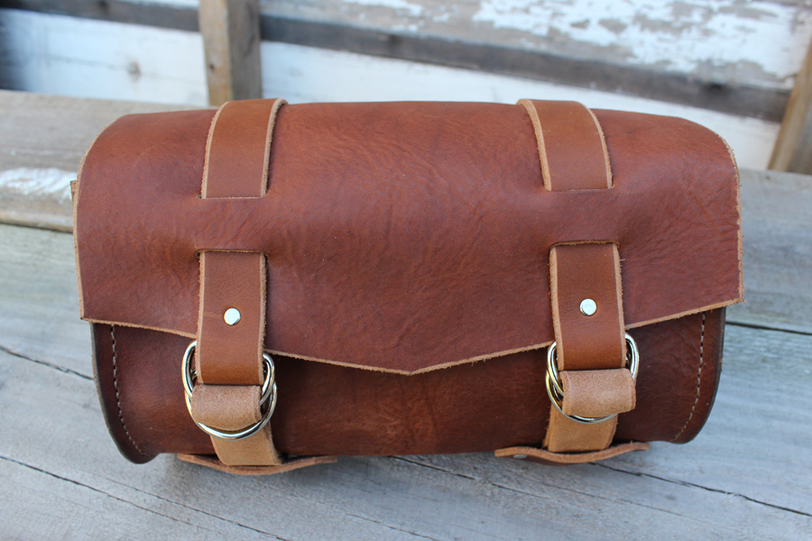 Heavyweight 8 Ounce Leather Tool Bag For Your Motorcycle, from Rusty