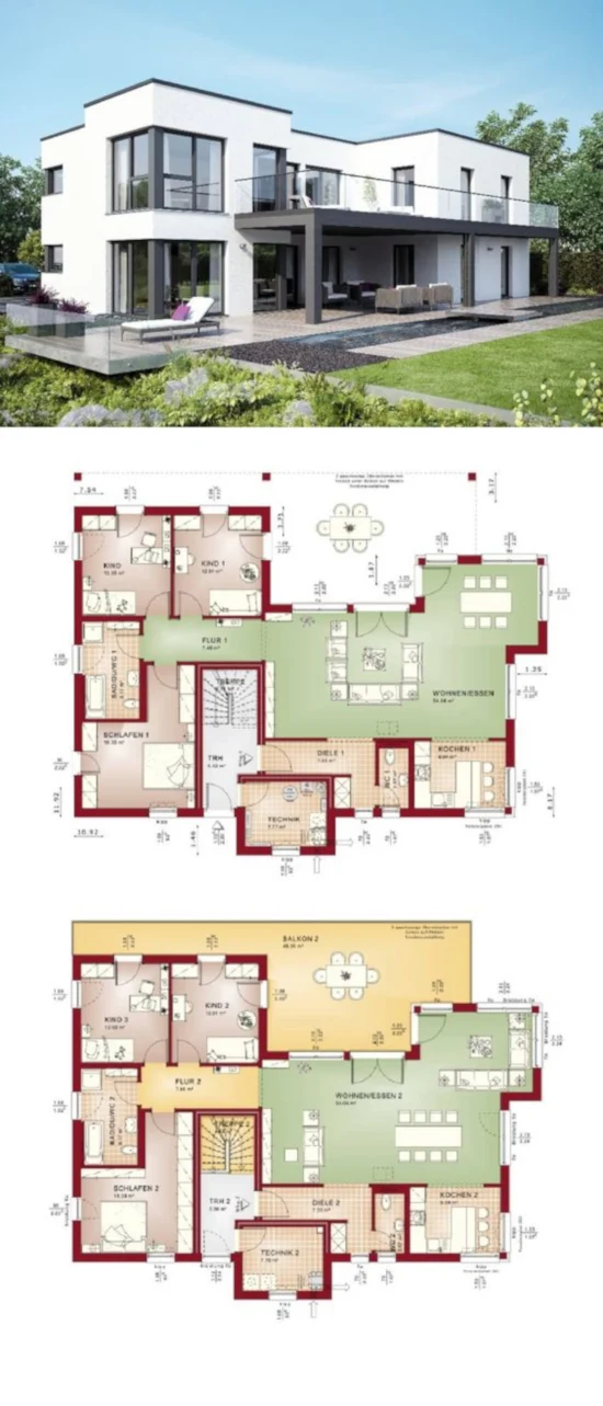 Desain rumah minimalis dua lantai dengan atap datar luas 308 m2 rumah minimalis plus denah