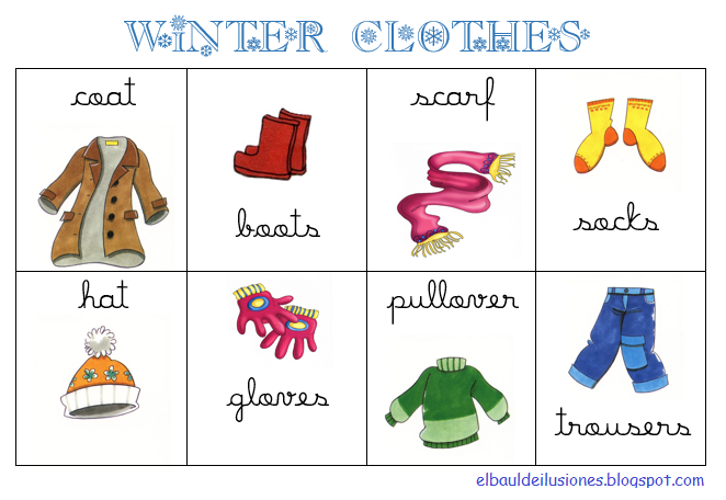 Las Estaciones Prendas De Invierno En Ingles Ropa De Invierno Y