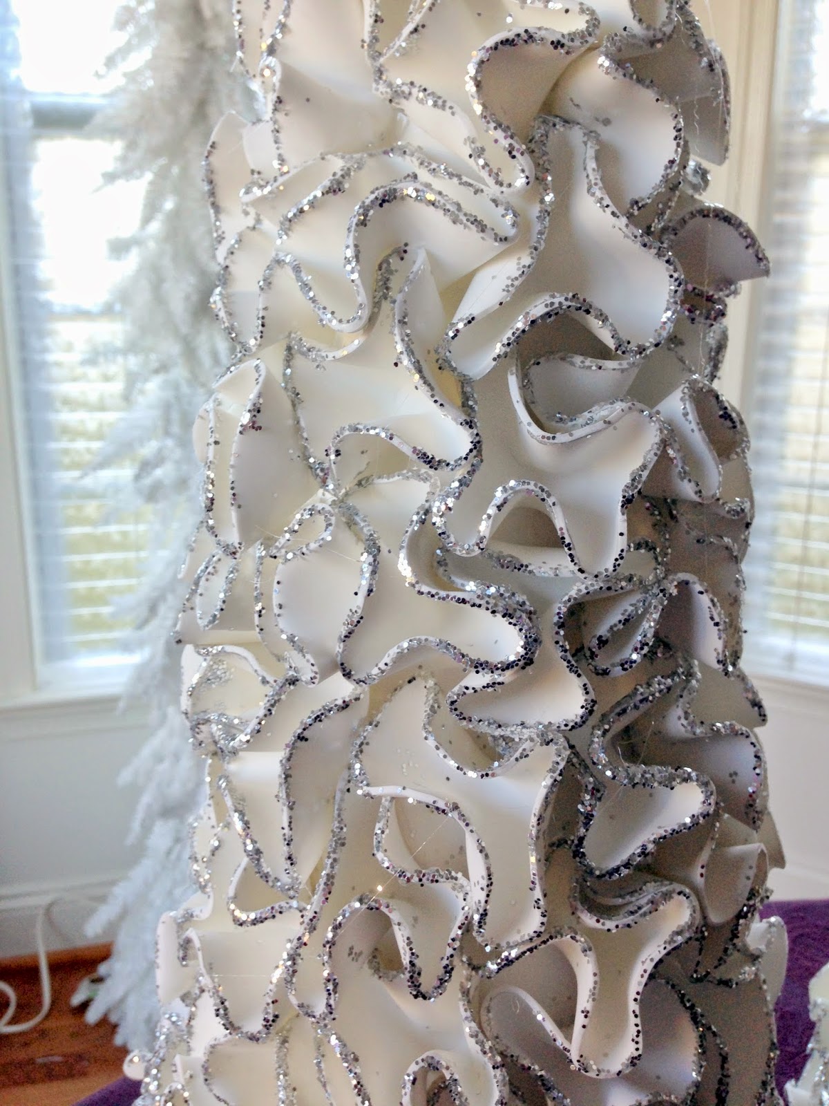 Purple Hues and Me: Ruffled Foam Sheets & Glitter Christmas Tree Cones