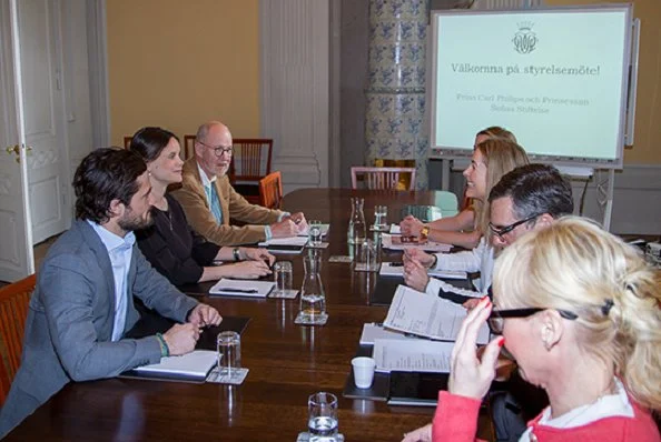 Princess Sofia and Prince Carl Philip of Sweden at the meeting of their own foundation.Sofia Hellqvist Style