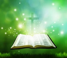 bíblia abertra luz cruz
