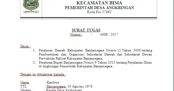 Contoh Surat Tugas Perjalanan Dinas Nusagates