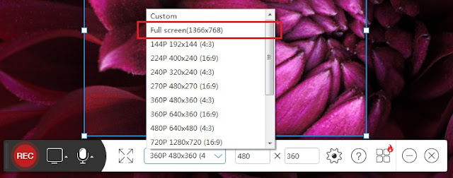 Sobat pilih ukuran file saat merekam layar dulu pada kolom Custom. (Contoh Full Screen)