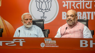 Narendra Modi and Amit Shah in BJP Press Conference