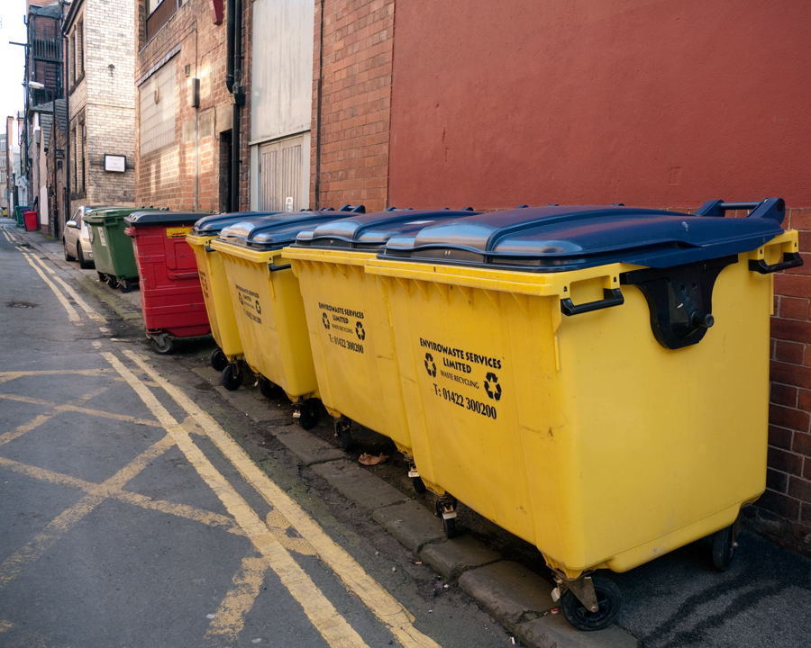 UK Closed Shops and Urban Wastelands The Ubiquitous Wheelie Bin.