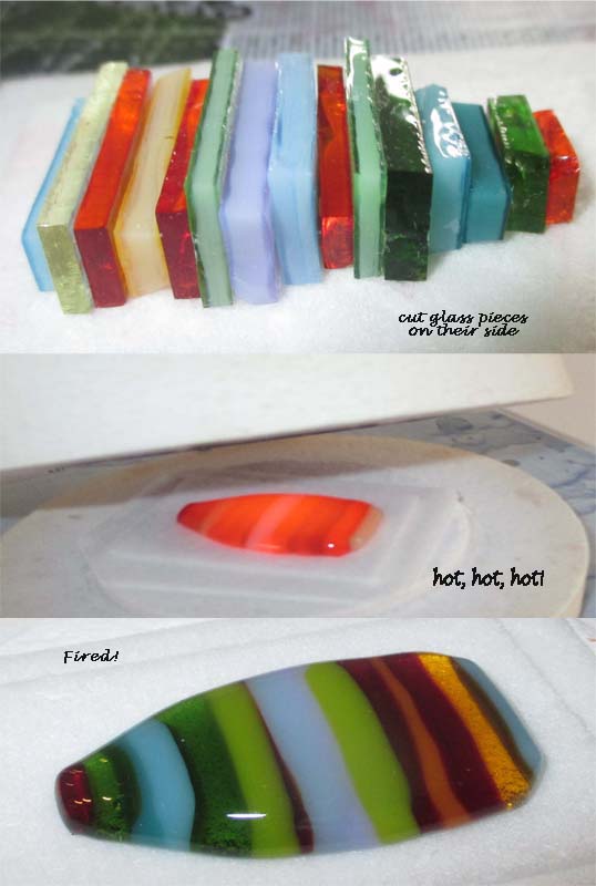 Microwave Kiln Glass Fusing Fused glass pieces before and after firing
