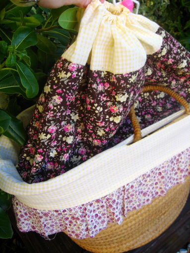 Capazo de paja forrado con tela