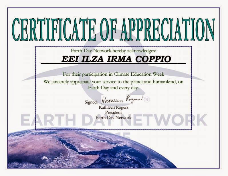 EARTH DAY  certificate