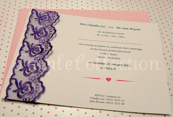 Lace Theme Wedding Invitation Card, wedding invitation card, lace theme card, lace card, lace invitation card, wedding card, handmade card, purple