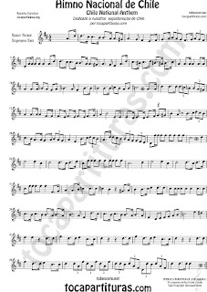  Himno Nacional de Chile Partitura de Saxofón Soprano y Saxo Tenor Sheet Music for Soprano Sax and Tenor Saxophone Music Scores