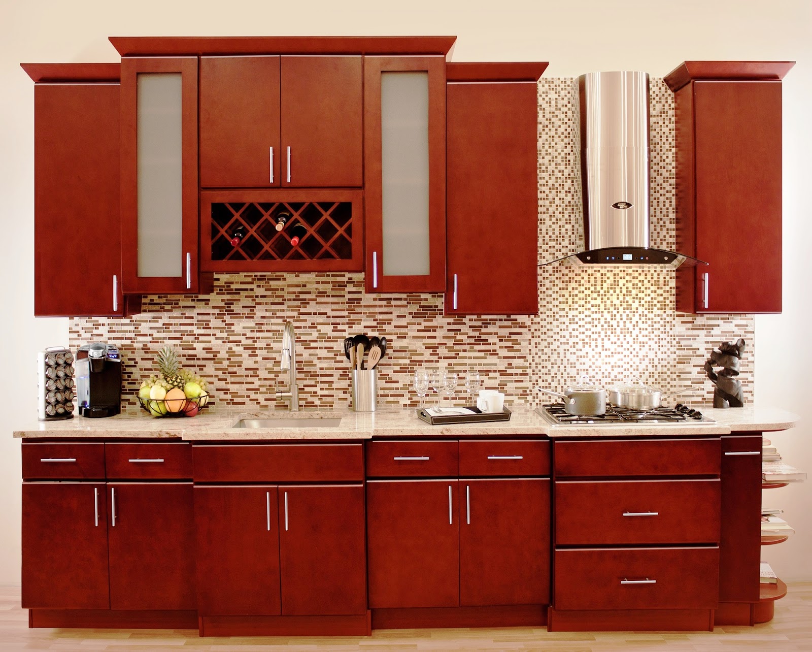 Stylish Brown Cabinets Kitchen Design - Decor Units