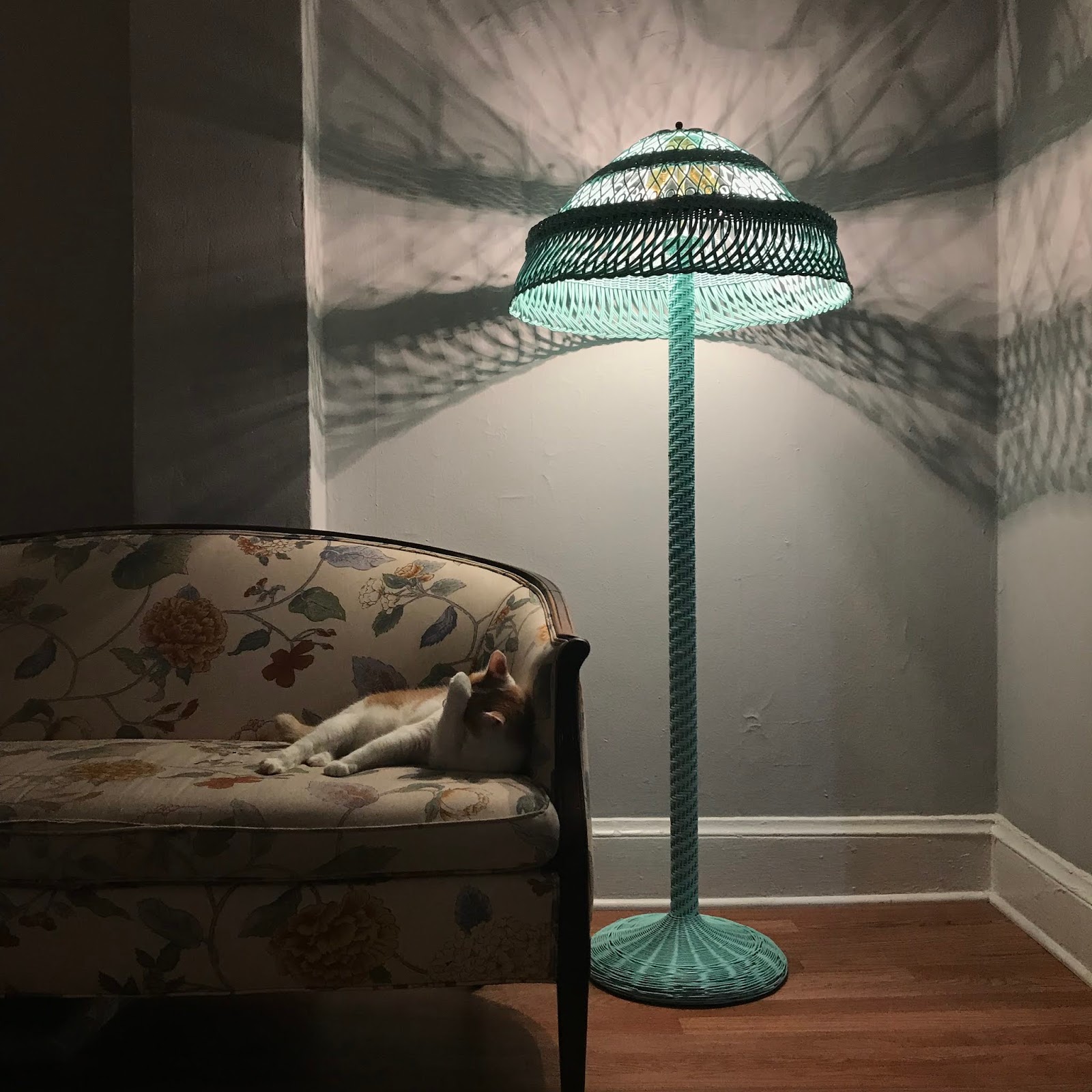 Honeywood Studio Retro Wicker Boho Style Floor Lamp