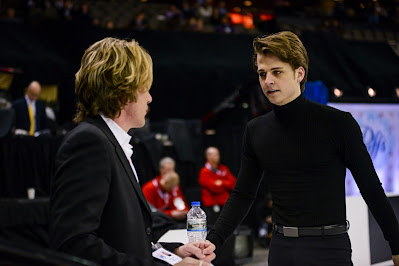 Photograph of American figure skater Alex Johnson with coach Tom Dickson