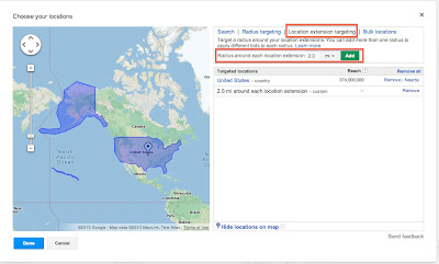 Setting a location extension target