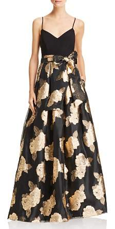 Eliza J Metallic Floral Ball Gown