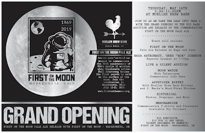 Graphic illustration advertising release of Moeller beer First on the Moon Pale Ale.