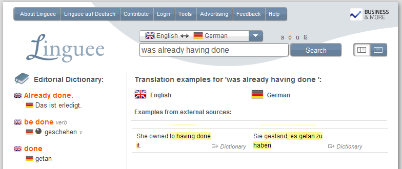Linguee: A great online service to explore natural language translations