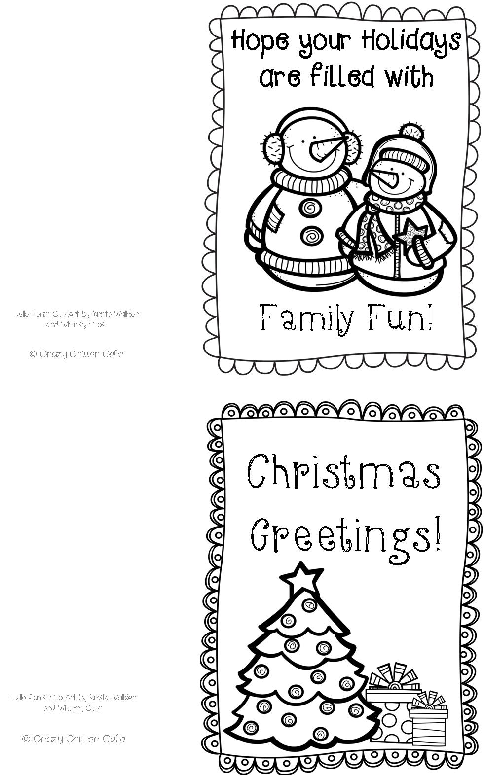 Crazy Critter Cafe Freebie 3 Color Your Own Christmas Cards