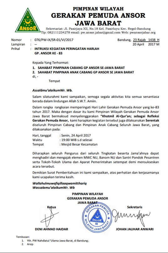 Kop Surat Pac Ansor Contoh Kop Surat