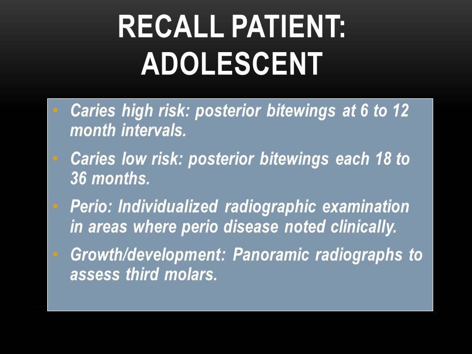 Dentistry Radiographic Image Selection Criteria