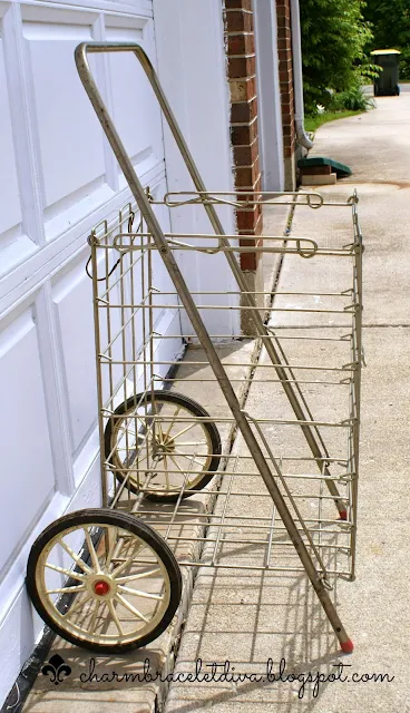 vintage rolling metal cart