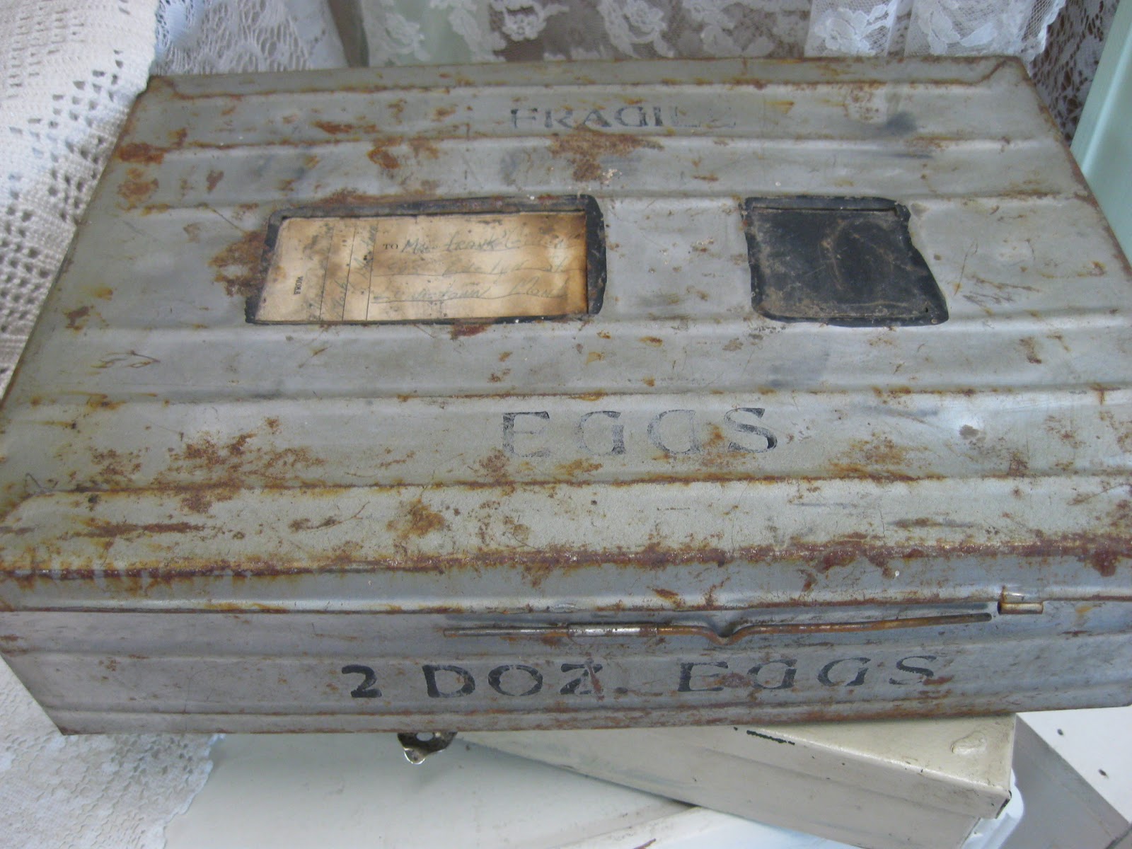 Treasures from the Heart Vintage Metal Egg Shipping Crate