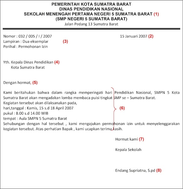 Contoh Surat Resmi Untuk Sd Kelas 6 Contoh Surat Resmi
