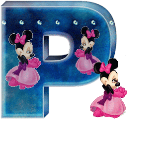 Alfabeto animado de Minnie con vestido de noche P.