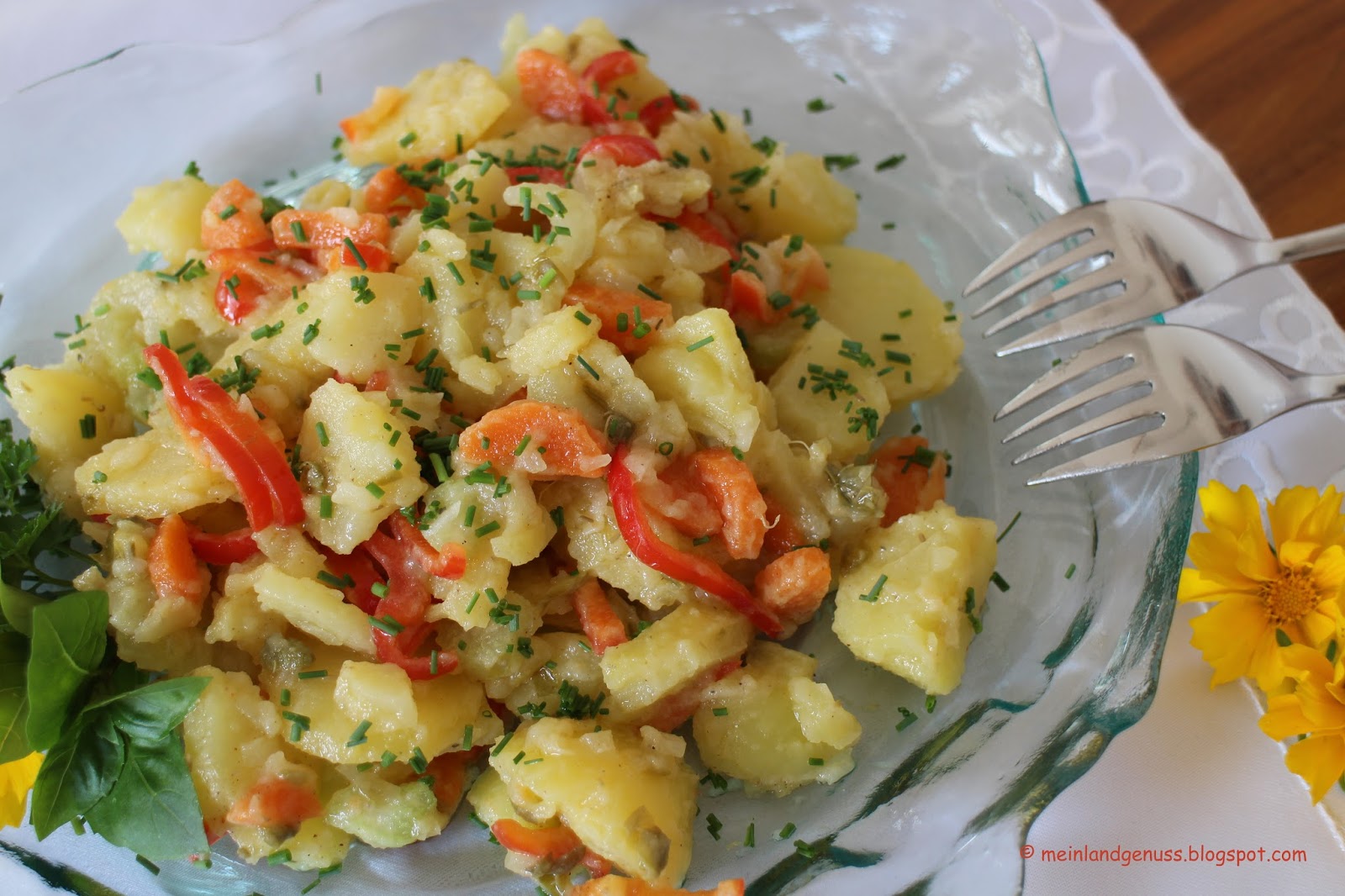 mein Land und Gartengenuss : Kartoffelsalat mit Karotten und Sellerie