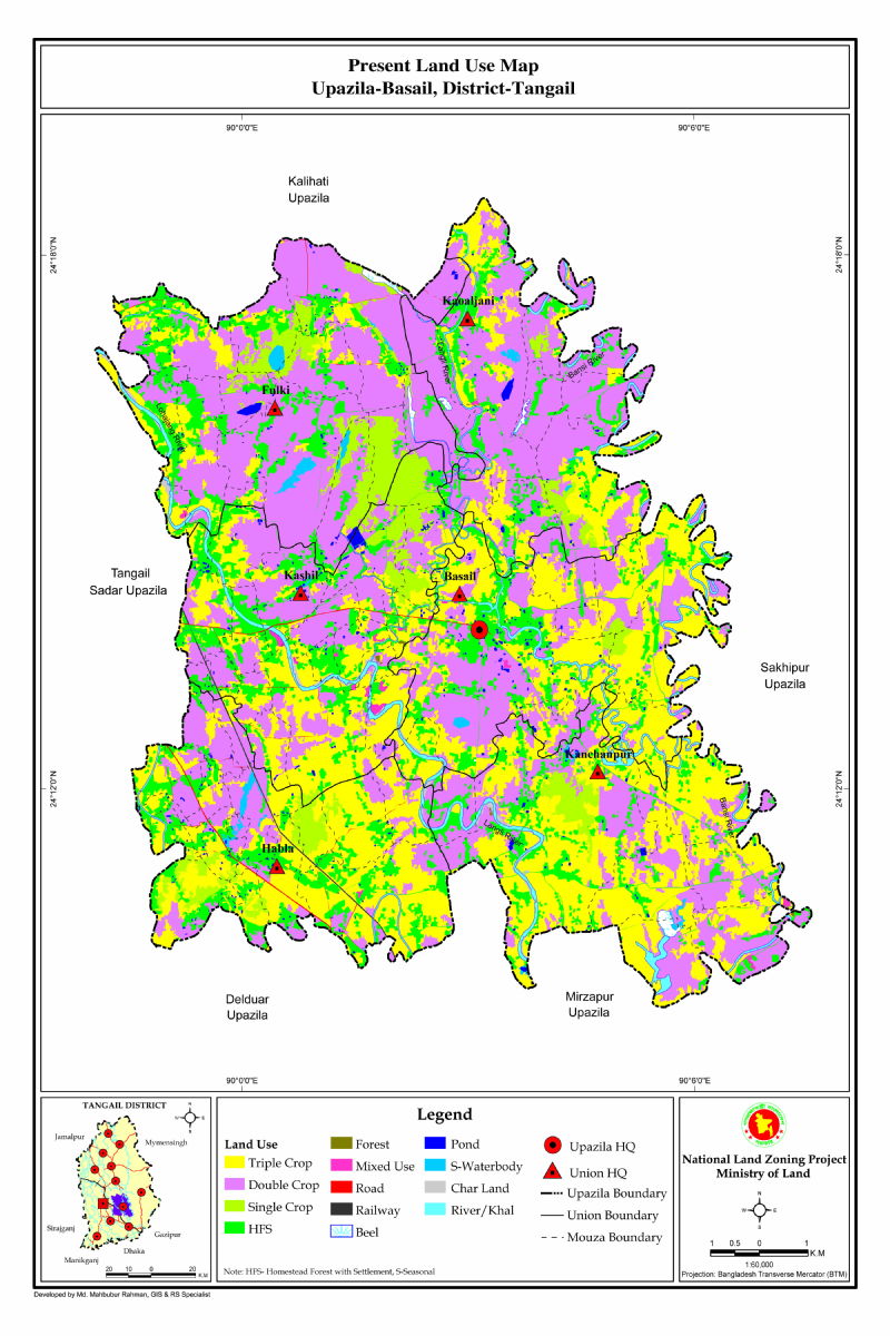 Basail Upazila Mouza Map Tangail District Bangladesh
