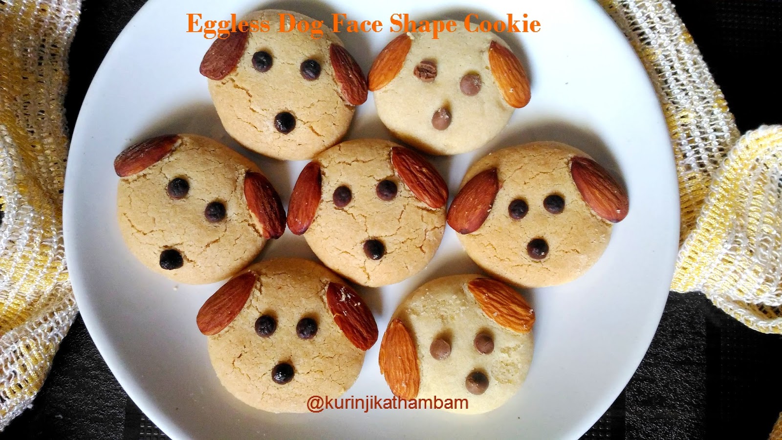 Dog Face Shaped Cookies with Kadai (Without Oven, Eggless, No Maida